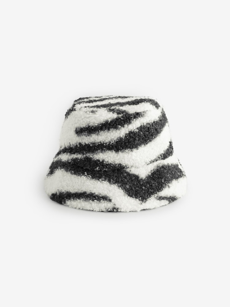 Rockett St George Zebra Print Borg Bucket Hat - Image 1 of 3