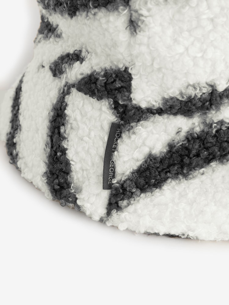 Rockett St George Zebra Print Borg Bucket Hat - Image 2 of 3