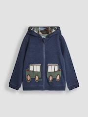 JoJo Maman Bébé Indigo Safari Appliqué Reversible Hoodie - Image 3 of 10