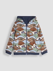 JoJo Maman Bébé Indigo Safari Appliqué Reversible Hoodie - Image 5 of 10