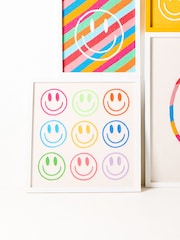 Oliver Bonas Multi Embroidered Smiley Faces Framed Wall Art - Image 2 of 4