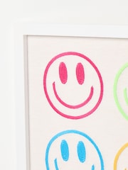 Oliver Bonas Multi Embroidered Smiley Faces Framed Wall Art - Image 3 of 4