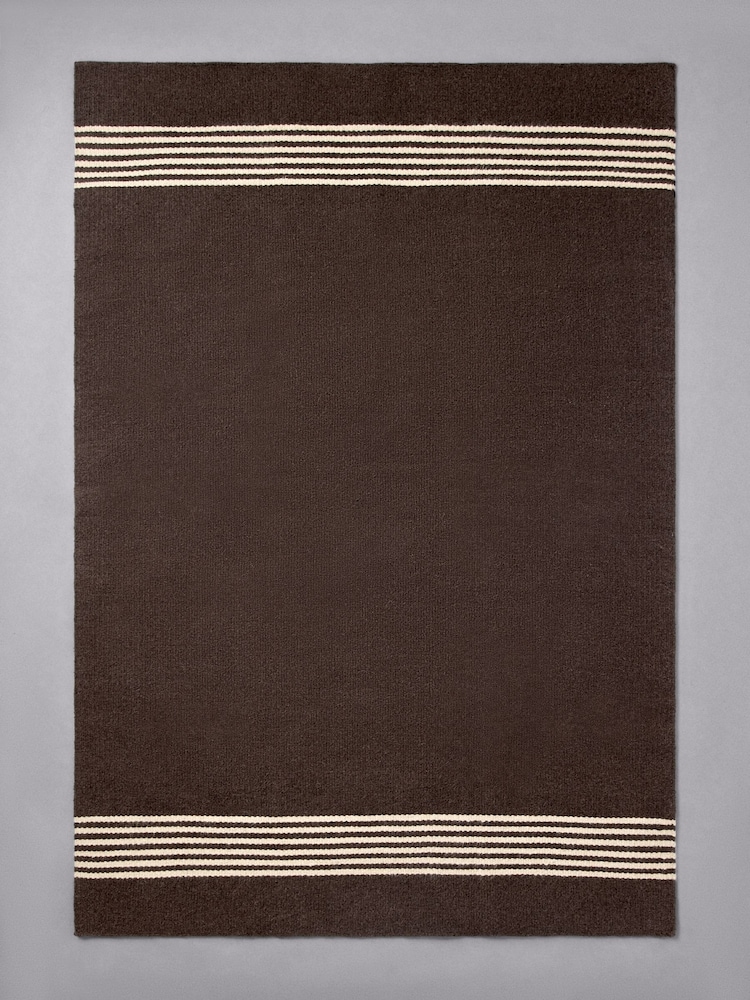 The Set Chocolate Brown Stripe Flatweave Wool Rug - Image 2 of 2