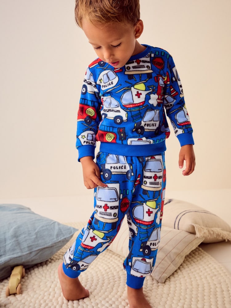 Rojo/azul con vehículos de emergencia - Pijama de felpa suave al tacto con elastano (9 meses -12 año) - Imagen 2 de 8 Rojo/azul con vehículos de emergencia - Pijama de felpa suave al tacto con elastano (9 meses -12 año) - Imagen 2 de 8