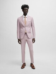 BOSS Pink Slim-Fit Trousers In A Micro-Patterned Cotton Blend - Image 3 of 5