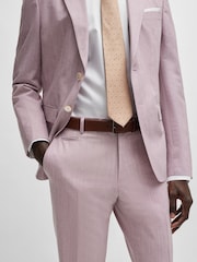 BOSS Pink Slim-Fit Trousers In A Micro-Patterned Cotton Blend - Image 4 of 5