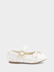 River Island Cream Girls Boucle Ballerinas - Image 1 of 5