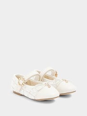 River Island Cream Girls Boucle Ballerinas - Image 2 of 5