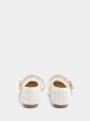 River Island Cream Girls Boucle Ballerinas - Image 4 of 5
