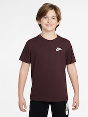 Bordowy - Nike Club 100% Cotton T-Shirt - Image 1 of 3