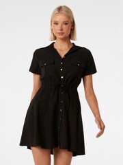 Forever New Black Avana Skater Shirt Dress - Image 1 of 5
