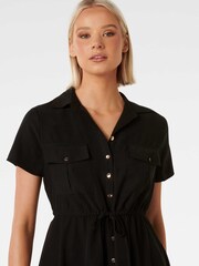 Forever New Black Avana Skater Shirt Dress - Image 2 of 5