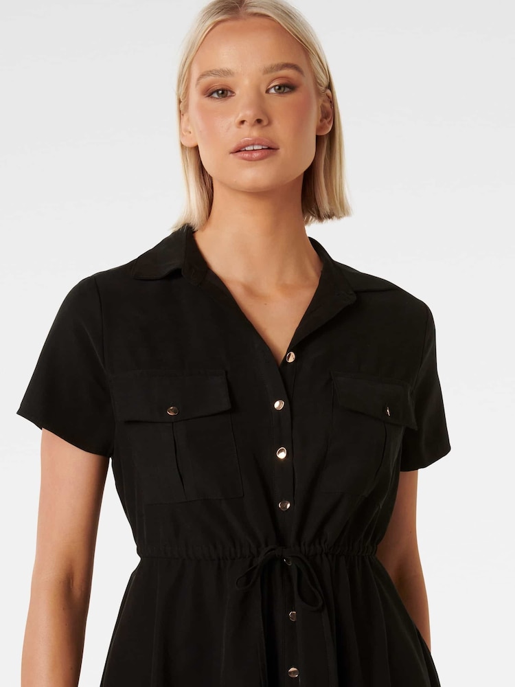 Forever New Black Avana Skater Shirt Dress - Image 2 of 5