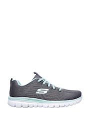 Skechers Grey/Blue Graceful Get Connected Wide Fit Trainers - Image 1 of 4