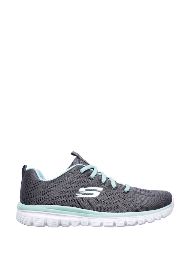 Skechers Grey/Blue Graceful Get Connected Wide Fit Trainers - Image 1 of 4