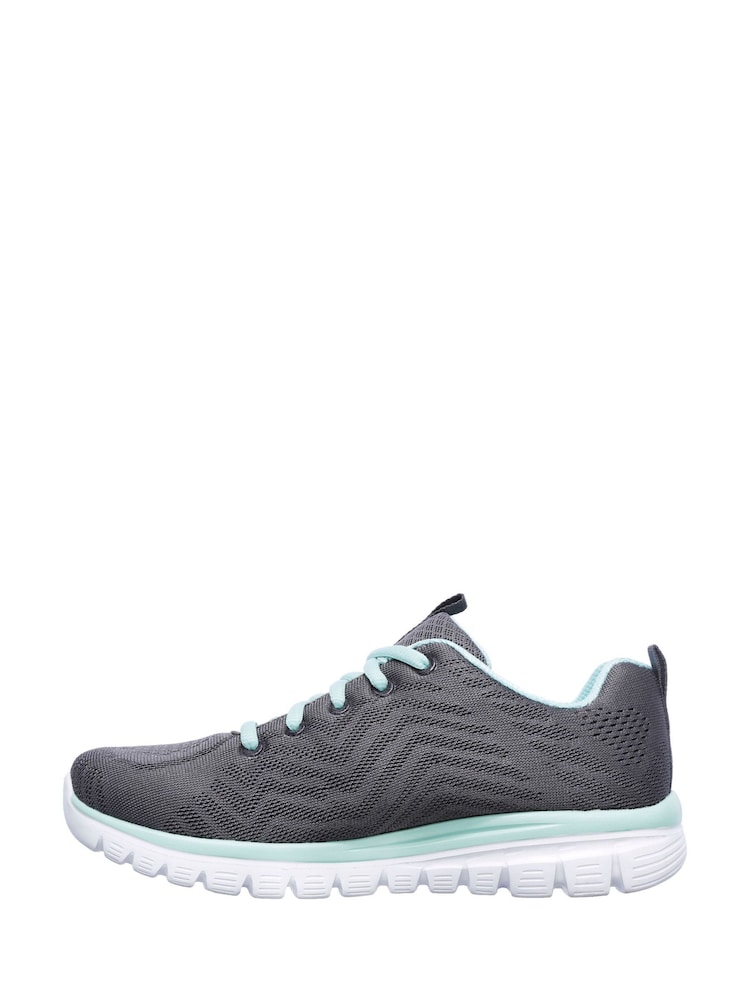 Skechers Grey/Blue Graceful Get Connected Wide Fit Trainers - Image 4 of 4