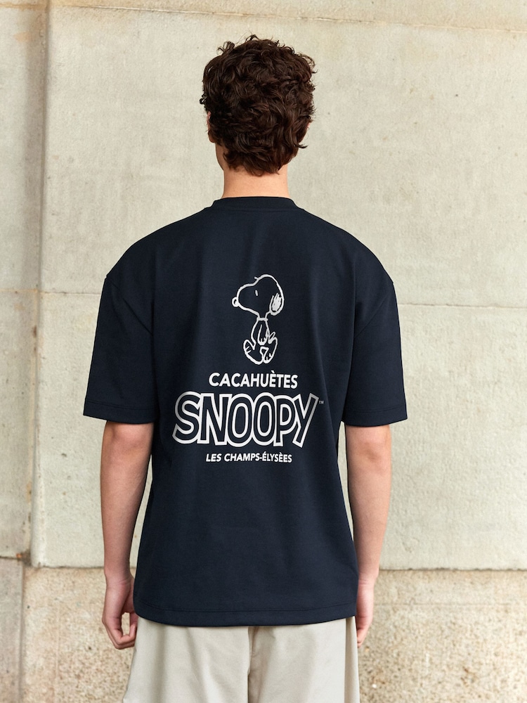 Granatowy - Koszulka z licencją Snoopy, 100bawełna - Image 1 of 7