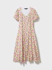Crew Clothing Pink Puff Sleeve Button Through Dress - Image 5 of 5