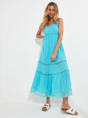 Синий - Joe Browns Яркое многоярусное платье-халат макси Sundress - Изображение 4 из 7