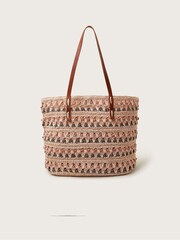 Monsoon Cream Tonal Raffia Shopper Bag - Image 1 of 3