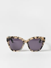 Oliver Bonas Green Milky Faux Fur Tortoiseshell Cat Eye Sunglasses - Image 3 of 8