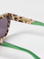 Oliver Bonas Green Milky Faux Fur Tortoiseshell Cat Eye Sunglasses - Image 7 of 8
