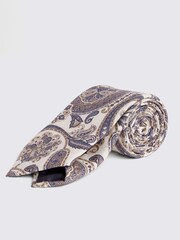MOSS Natural Bottinelli Silk Paisley T-Shirt - Image 1 of 2