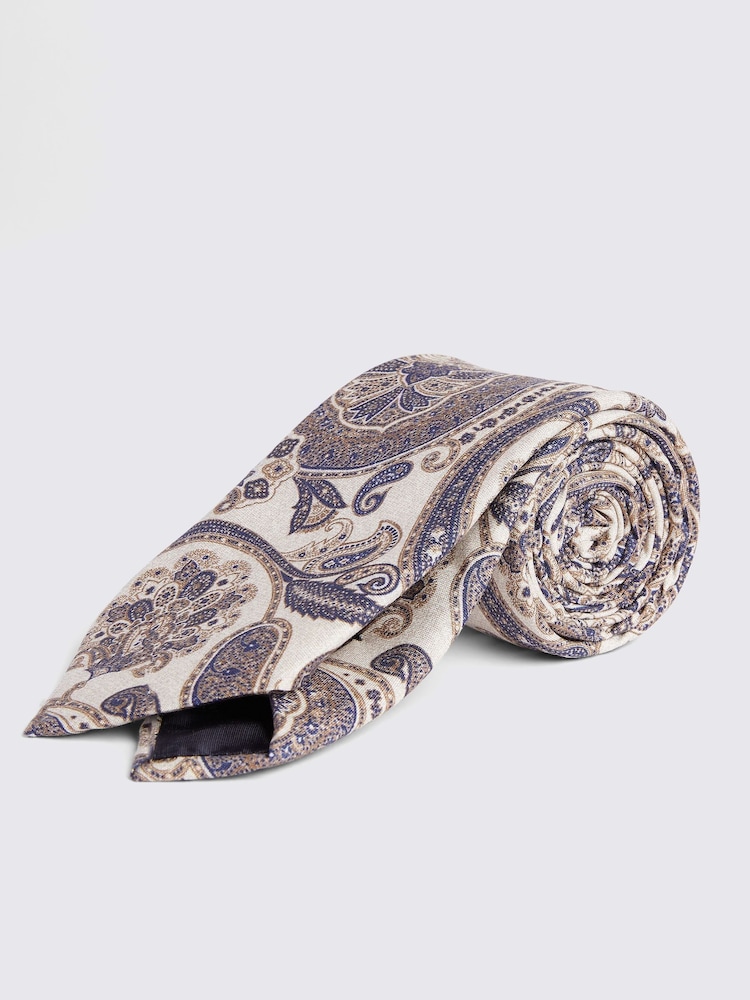 MOSS Natural Bottinelli Silk Paisley T-Shirt - Image 1 of 2