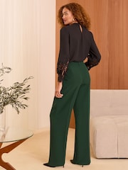 Love & Roses Green High Waist Wide Leg Tailored Trousers - Image 4 of 4