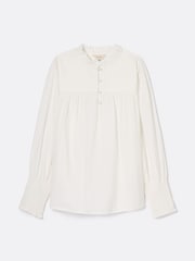 Joules Mariella Cream Cotton Frill Neck Blouse - Image 6 of 6