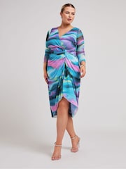Yours Curve Black Wrap Gathered Skirt Dress - Image 2 of 5