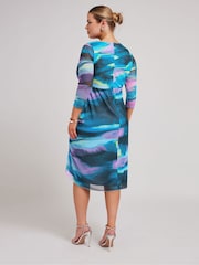 Yours Curve Black Wrap Gathered Skirt Dress - Image 3 of 5