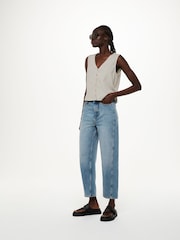 Whistles White Button Up Stripe Rib Tank - Image 1 of 5