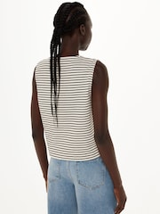Whistles White Button Up Stripe Rib Tank - Image 2 of 5