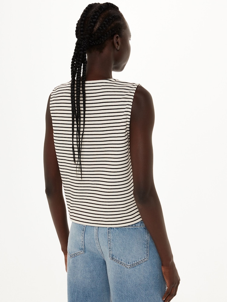 Whistles White Button Up Stripe Rib Tank - Image 2 of 5