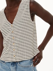 Whistles White Button Up Stripe Rib Tank - Image 3 of 5