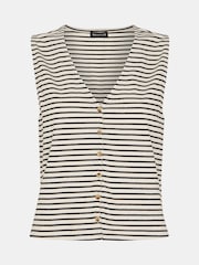 Whistles White Button Up Stripe Rib Tank - Image 5 of 5
