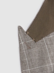 Reiss Light Taupe Burgess Linen Double Breasted Check Blazer - Image 7 of 7
