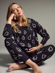 Monochrome Matching Family Maternity Long Sleeves 100% Cotton Pyjamas - Image 1 of 8