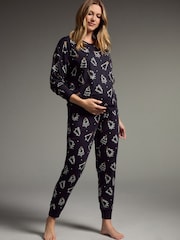 Monochrome Matching Family Maternity Long Sleeves 100% Cotton Pyjamas - Image 2 of 8
