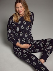 Monochrome Matching Family Maternity Long Sleeves 100% Cotton Pyjamas - Image 3 of 8