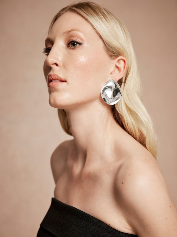 Mint Velvet Silver Tone Disc Earrings - Image 1 of 1