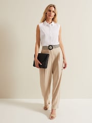 Phase Eight Natural Addison Pleat Front Trousers - Image 2 of 8