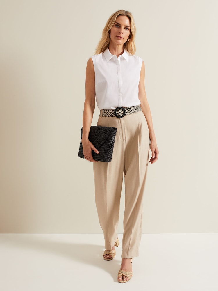Phase Eight Natural Addison Pleat Front Trousers - Image 2 of 8