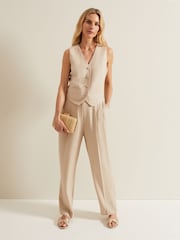 Phase Eight Natural Addison Pleat Front Trousers - Image 7 of 8