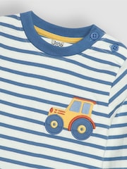 JoJo Maman Bébé Denim Blue Tractor Appliqué Pocket Top - Image 3 of 3