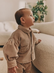 Neutral Baby Shirt And Trousers 100% Cotton Set 3 Piece (0mths-2yrs) - Image 3 of 17