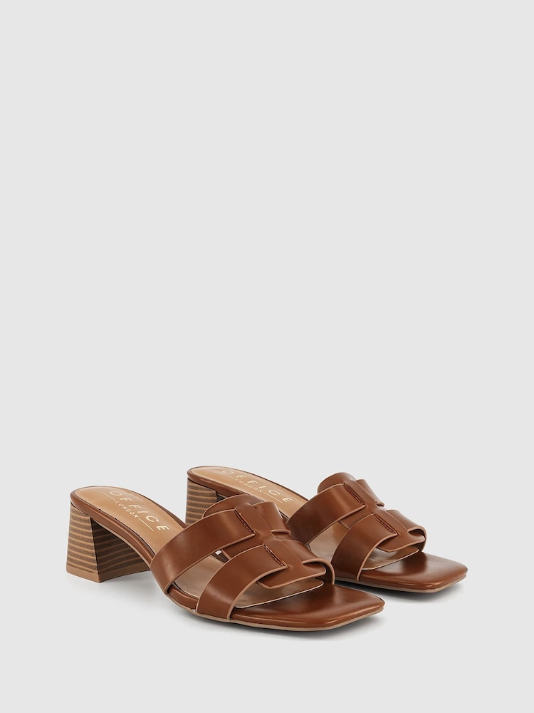 Office Brown Morzine Stacked Mule Sandals - Image 2 of 3