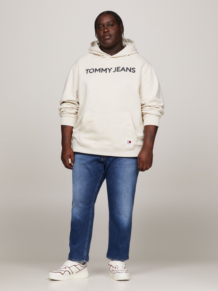 Tommy Jeans Cream Regular 100% Cotton Classic Logo Hoodie - Image 1 of 7