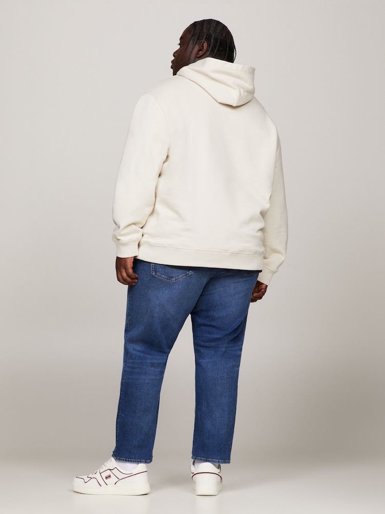 Tommy Jeans Cream Regular 100% Cotton Classic Logo Hoodie - Image 2 of 7